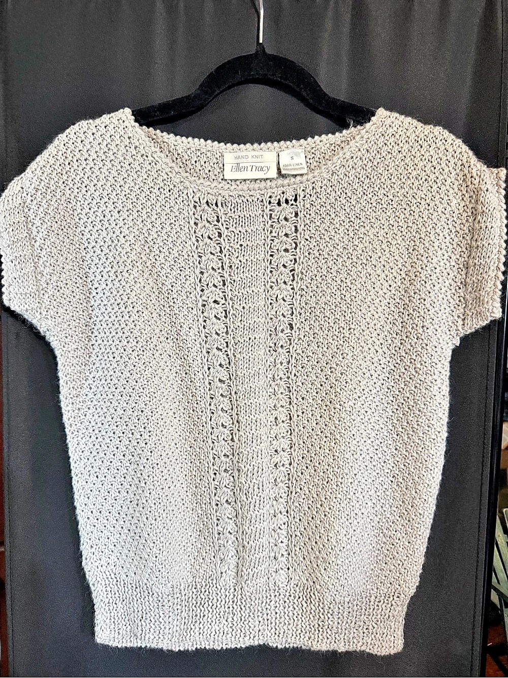 Ellen Tracy Linen Knit Top in Gray Size Small Like New